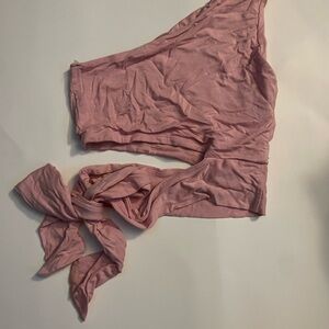 Pink One-Shoulder Top with Tie Detail